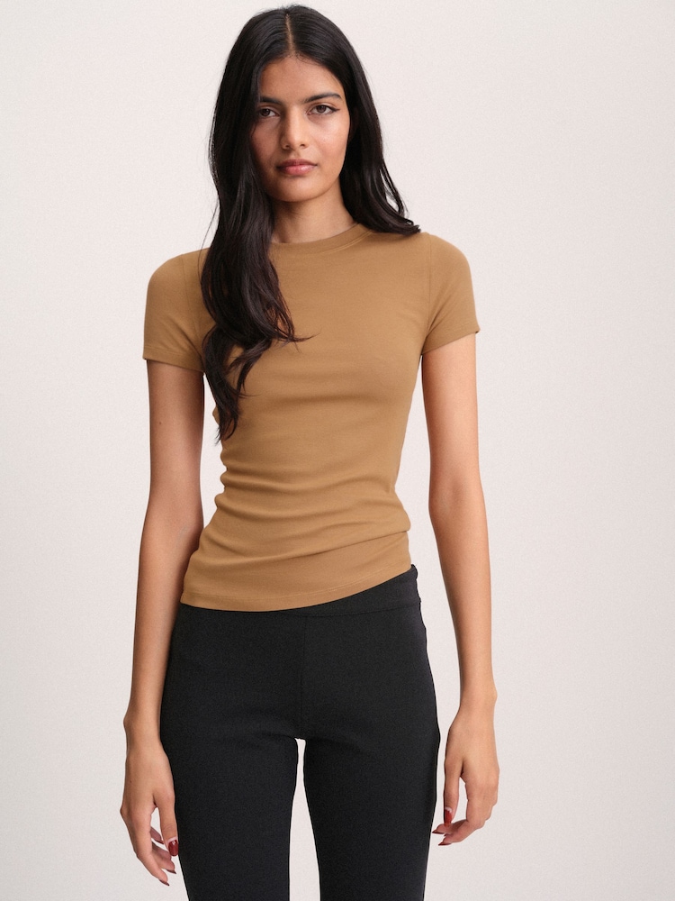 The Set 4 Pack Slim Fit Slinky Rib T-Shirts Navy/Ochre/Mustard/Cream - Image 2 of 12 The Set 4 Pack Slim Fit Slinky Rib T-Shirts Navy/Ochre/Mustard/Cream - Image 2 of 12