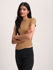 The Set 4 Pack Slim Fit Slinky Rib T-Shirts Navy/Ochre/Mustard/Cream - Image 6 of 12