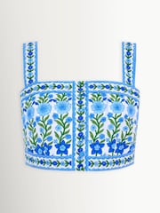 Pink City Prints Blue Immy Crop Tops - Image 1 of 1
