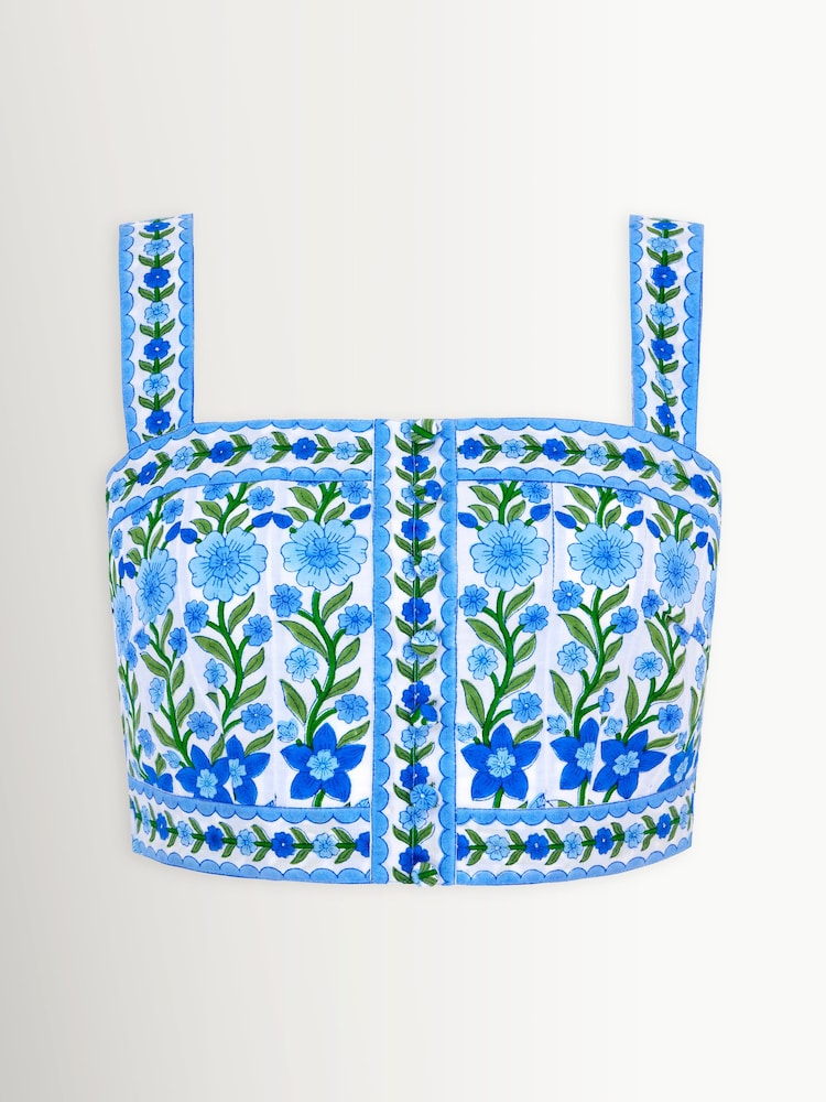 Pink City Prints Blue Immy Crop Tops - Image 1 of 1