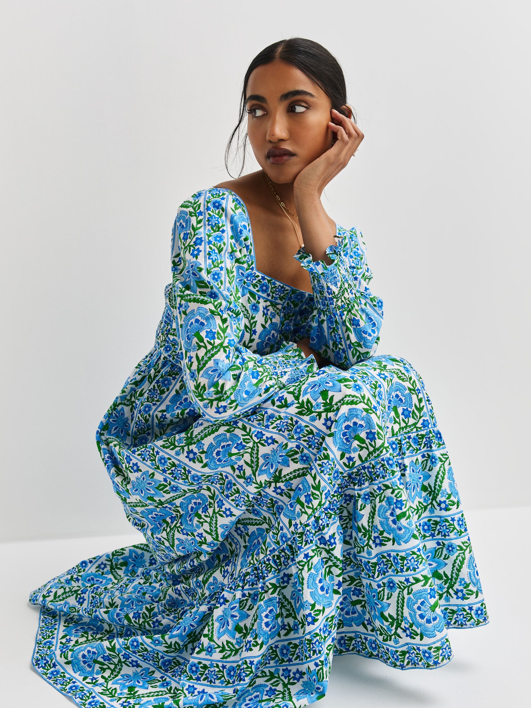 Buy Pink City Prints Sapphire Border Margarita Dress from Next USA