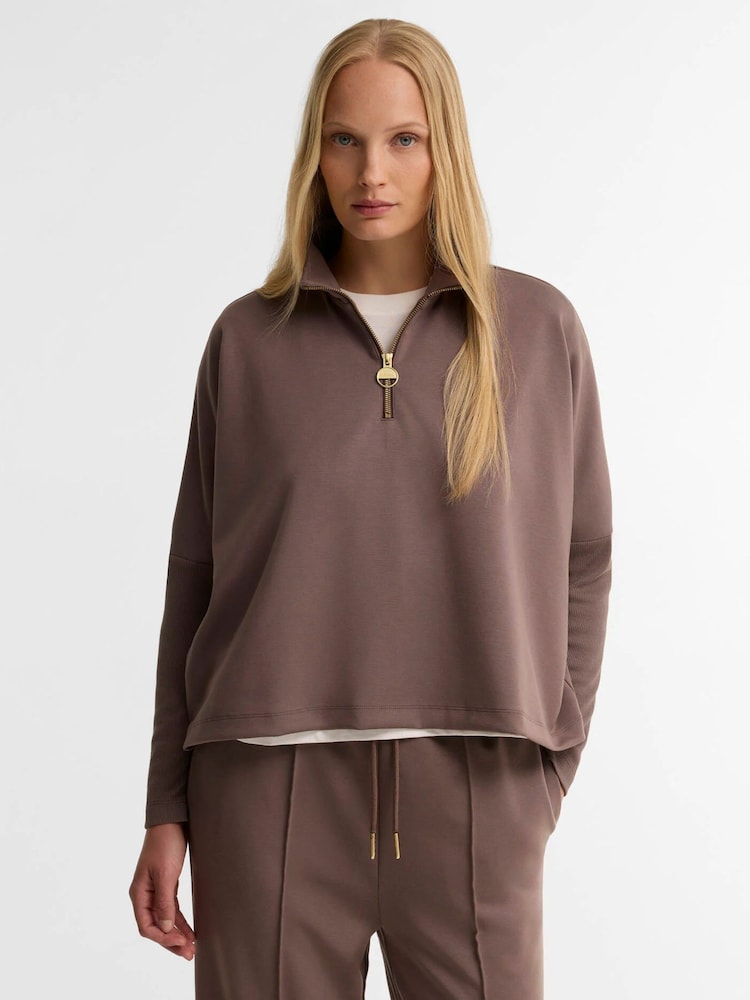 Barbour International Brown Kemora Half Zip Sweatshirt - Image 1 of 5