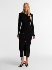 Barbour International Black Molina Knitted Midi Dress - Image 3 of 7