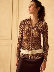 Deer Print Plisse Long Sleeve Shirt - Image 2 of 7