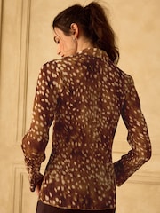 Deer Print Plisse Long Sleeve Shirt - Image 3 of 7