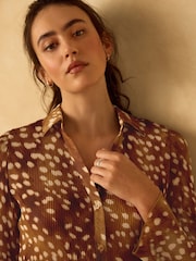 Deer Print Plisse Long Sleeve Shirt - Image 4 of 7