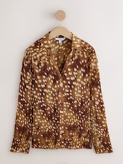 Deer Print Plisse Long Sleeve Shirt - Image 5 of 7