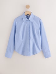 Blue/White Stripe Fitted Stretch Essential Long Sleeve Shirt - Image 5 of 7