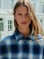 Blue Check Flannel Oversized Shirt - Image 4 of 7