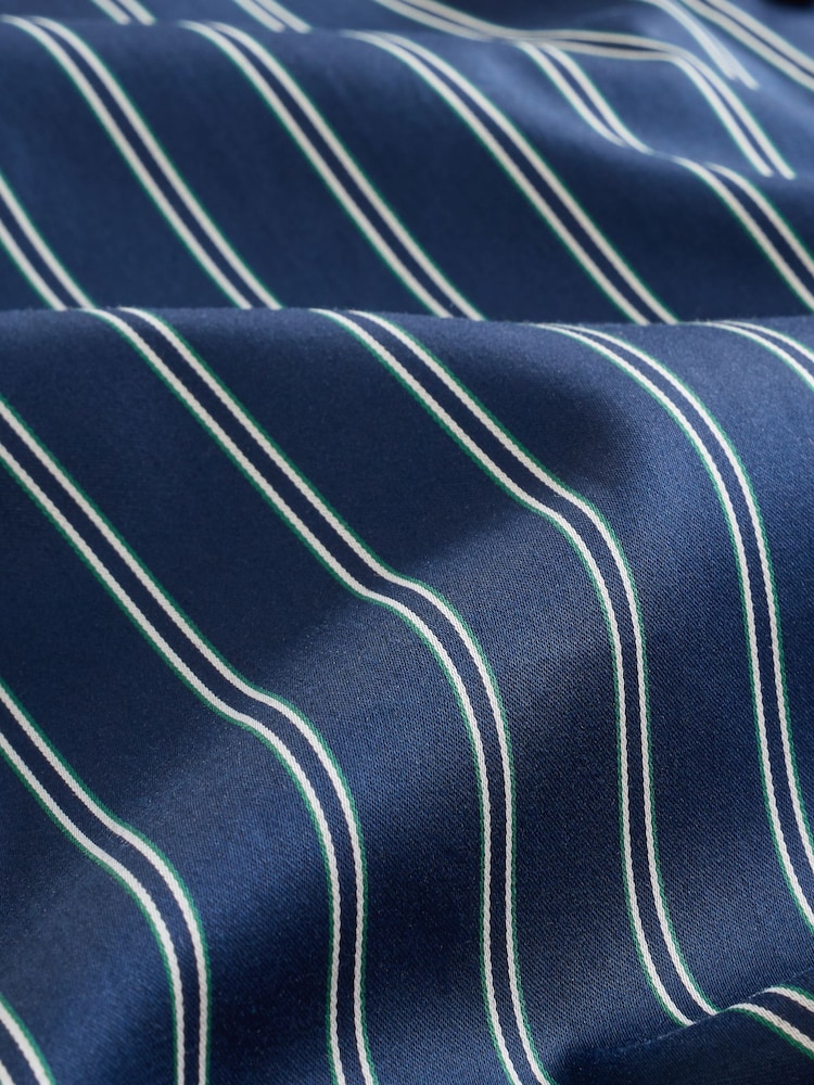 Navy/White Stripe Cotton Sateen Long Sleeve Shirt - Image 8 of 8 Navy/White Stripe Cotton Sateen Long Sleeve Shirt - Image 8 of 8