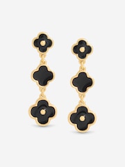 Mood Gold Tone Jet Clover Multi Row Earrings - Image 2 of 2