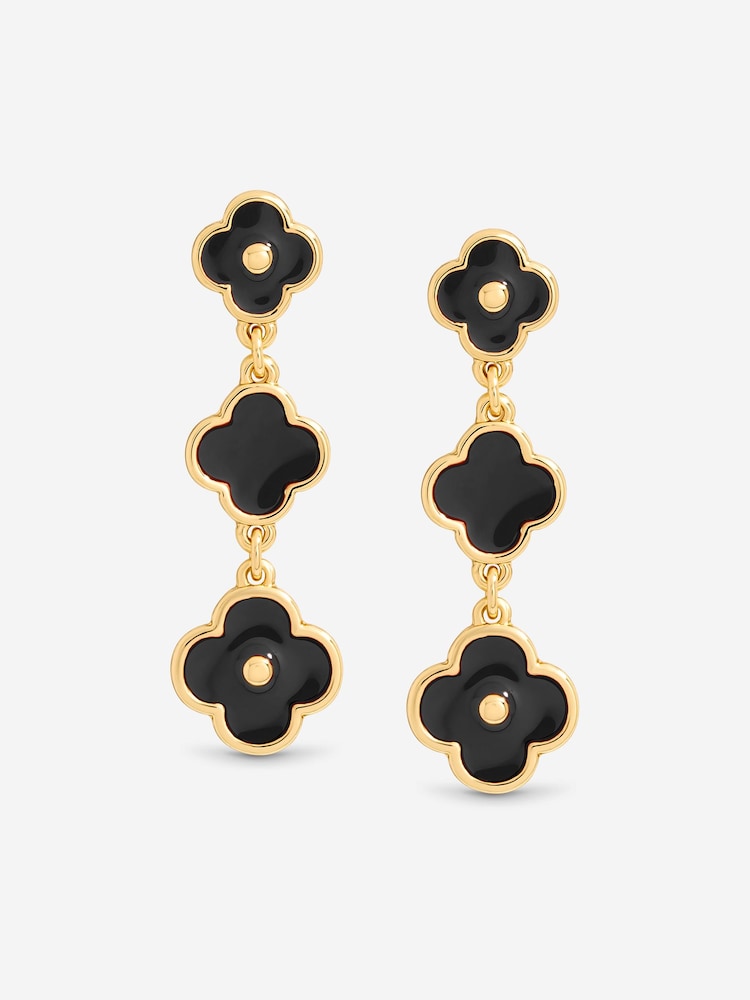 Mood Gold Tone Jet Clover Multi Row Earrings - Image 2 of 2