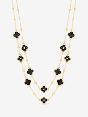 Jet Black Gold Tonu - Mood Clover Çoxsaylı Boyunbağı - 2şəkildən 2 şəkil