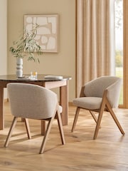 Textured Boucle Weave Mid Natural Mid Wood Leg Aven Dining Chair - Image 1 of 9