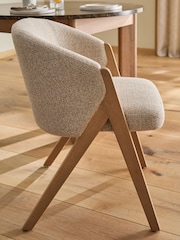 Textured Boucle Weave Mid Natural Mid Wood Leg Aven Dining Chair - Image 2 of 9