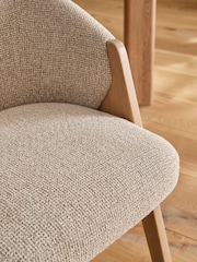Textured Boucle Weave Mid Natural Mid Wood Leg Aven Dining Chair - Image 4 of 9