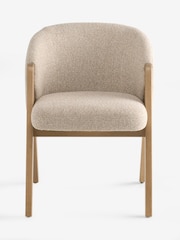 Textured Boucle Weave Mid Natural Mid Wood Leg Aven Dining Chair - Image 5 of 9