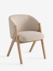 Textured Boucle Weave Mid Natural Mid Wood Leg Aven Dining Chair - Image 6 of 9