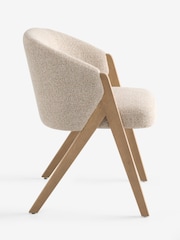 Textured Boucle Weave Mid Natural Mid Wood Leg Aven Dining Chair - Image 7 of 9