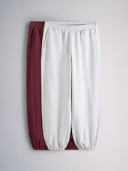 The Set 2 Pack Fold Over Waistband Joggers Berry/Grey Marl - Image 2 of 11