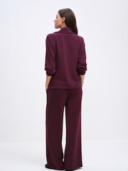 The Set Modal blend Half Zip Coord Loungewear Set Burgundy Red - Image 5 of 9