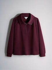 The Set Modal blend Half Zip Coord Loungewear Set Burgundy Red - Image 6 of 9