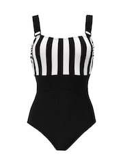 Pour Moi Black Tall Palm Springs Colour Block Tummy Control Swimsuit - Image 3 of 4