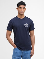 Barbour® Navy Blue Script Graphic T-Shirt - Image 1 of 6