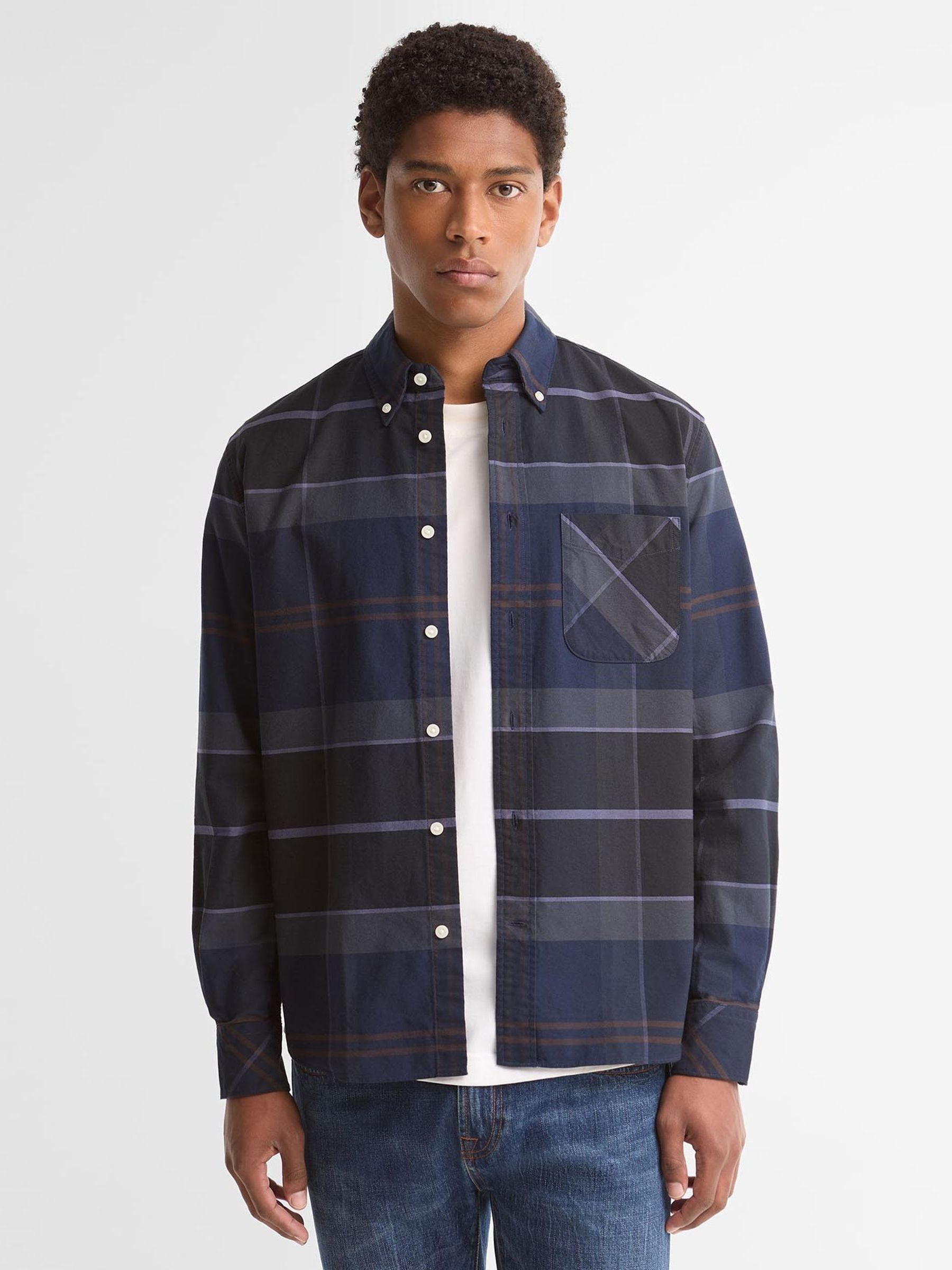 Barbour Men's Blue Mineral Tartan Dunoon Authentic Shirt