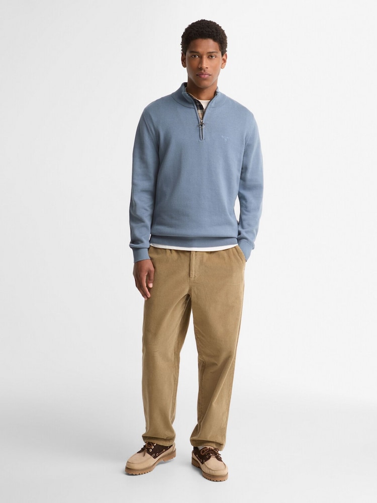 Barbour® Blue Quarter Zip Jumper - Image 2 of 5 Barbour® Blue Quarter Zip Jumper - Image 2 of 5