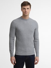 Barbour® Grey Herringbone Knitted Crew Neck Jumper - Image 1 of 4