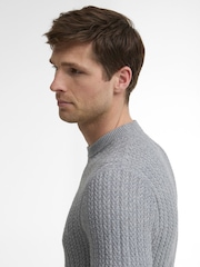 Barbour® Grey Herringbone Knitted Crew Neck Jumper - Image 4 of 4