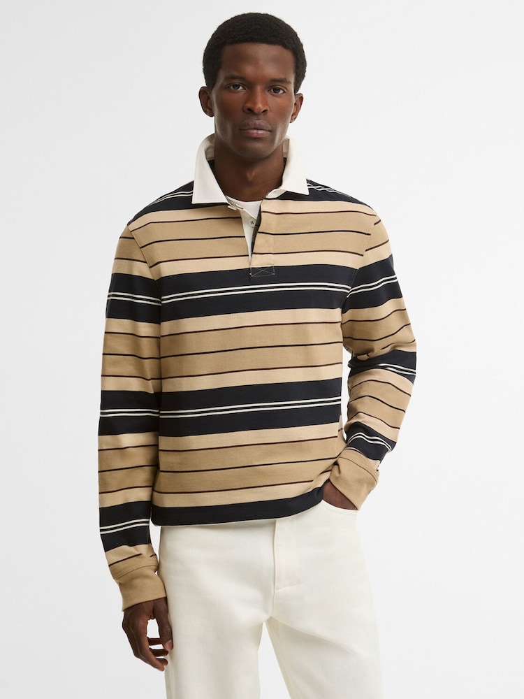Barbour® Natural Frith Tartan Stripe Rugby Shirt - Image 1 of 3