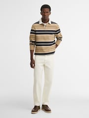 Barbour® Natural Frith Tartan Stripe Rugby Shirt - Image 2 of 3