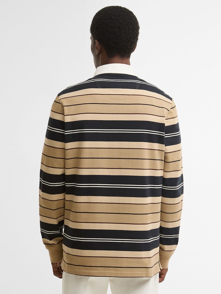Barbour® Natural Frith Tartan Stripe Rugby Shirt - Image 3 of 3