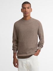 Barbour® Natural Herringbone Knitted Crew Neck Jumper - Image 1 of 5