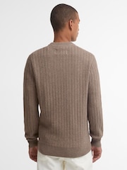 Barbour® Natural Herringbone Knitted Crew Neck Jumper - Image 3 of 5