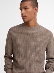 Barbour® Natural Herringbone Knitted Crew Neck Jumper - Image 4 of 5