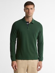 Barbour® Dark Green Essential Long Sleeve Sports Polo Shirt - Image 1 of 5