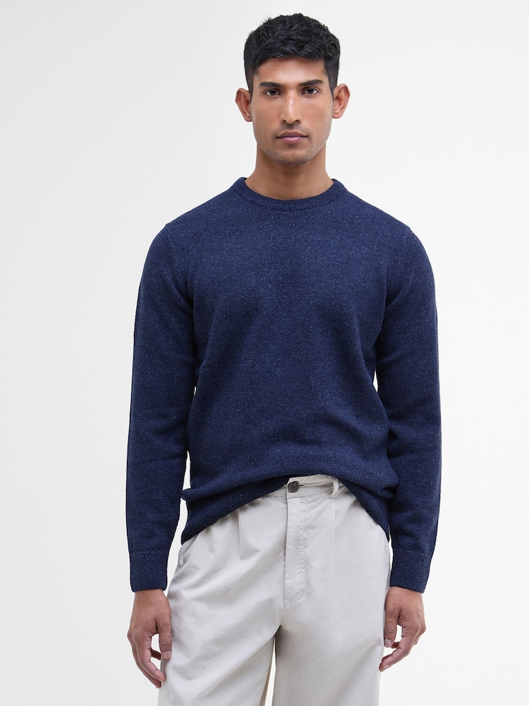Barbour® Blue Essential Tisbury Crew Neck Sweater - Image 1 of 7 Barbour® Blue Essential Tisbury Crew Neck Sweater - Image 1 of 7