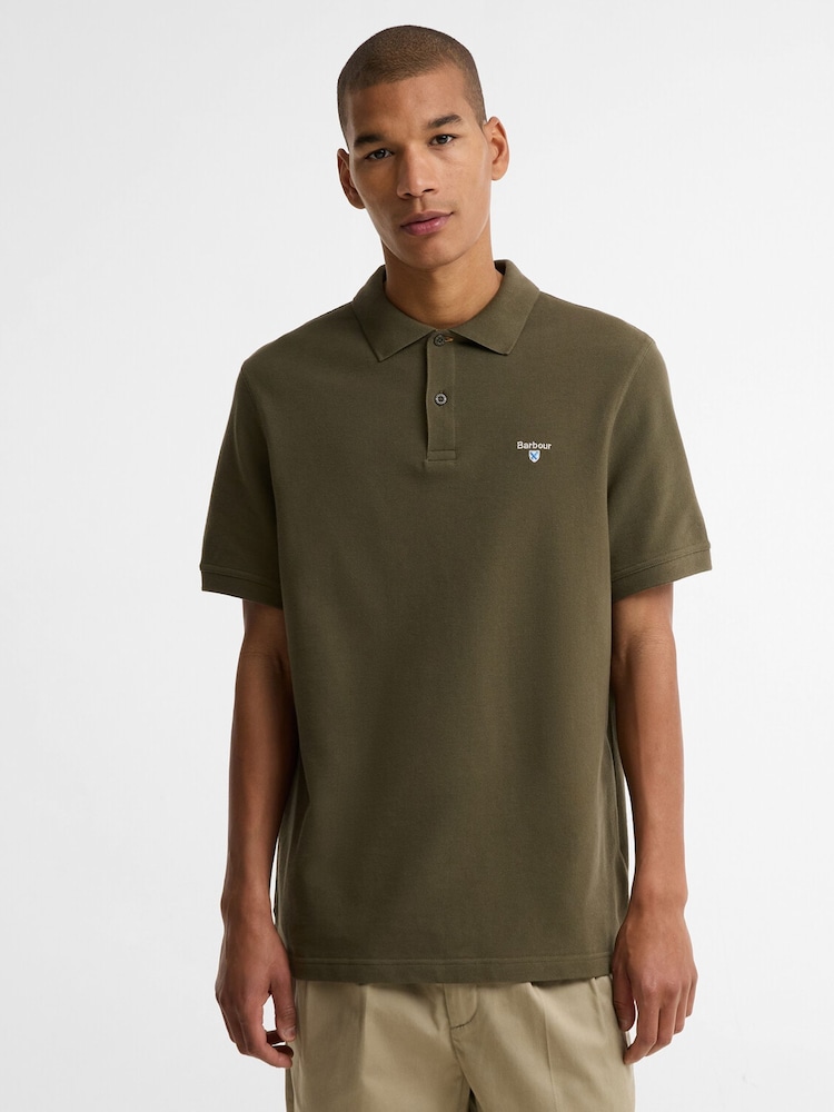 Barbour Green Regular Fit Tartan Pique Polo - Image 1 of 5