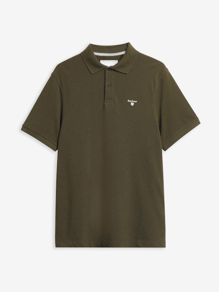 Barbour Green Regular Fit Tartan Pique Polo - Image 5 of 5