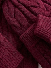 Berry Pink Cable Beanie Scarf and Gloves Set (3-16yrs) - Image 2 of 6