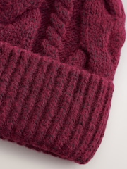 Berry Pink Cable Beanie Scarf and Gloves Set (3-16yrs) - Image 3 of 6