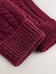 Berry Pink Cable Beanie Scarf and Gloves Set (3-16yrs) - Image 4 of 6
