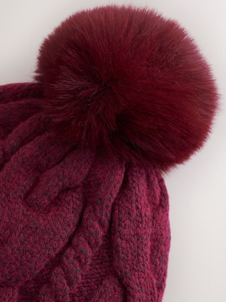 Berry Pink Cable Beanie Scarf and Gloves Set (3-16yrs) - Image 6 of 6 Berry Pink Cable Beanie Scarf and Gloves Set (3-16yrs) - Image 6 of 6