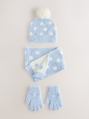 Синий в горошек - Hat Gloves & Scarf Set 3 Piece (3-16yrs) - Изображение 1 4