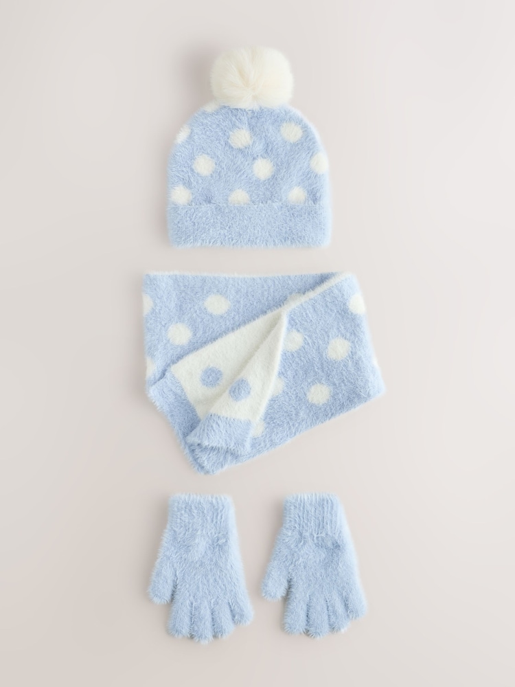 Синий в горошек - Hat Gloves & Scarf Set 3 Piece (3-16yrs) - Изображение 1 4 Синий в горошек - Hat Gloves & Scarf Set 3 Piece (3-16yrs) - Изображение 1 4