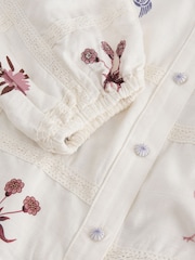 Ecru Patchwork National Trust X Next Embroidered Long Sleeve Blouse with Linen - Image 9 of 9