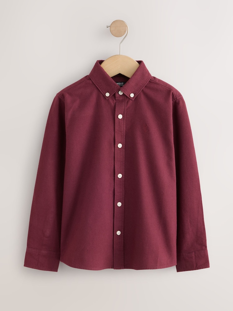 Burgundy Red Long Sleeve Brushed Oxford Shirt (3-16yrs) - Image 1 of 4